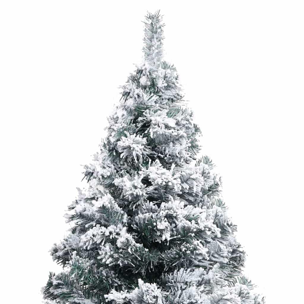 Sapin de Noël artificiel enneigé vert 150 cm PVC avec support en métal