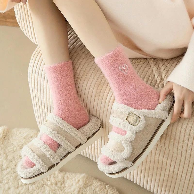 Plush socks 2pc Women's Autumn And Winter Thick Warm Sleeping Plush Floor Socks