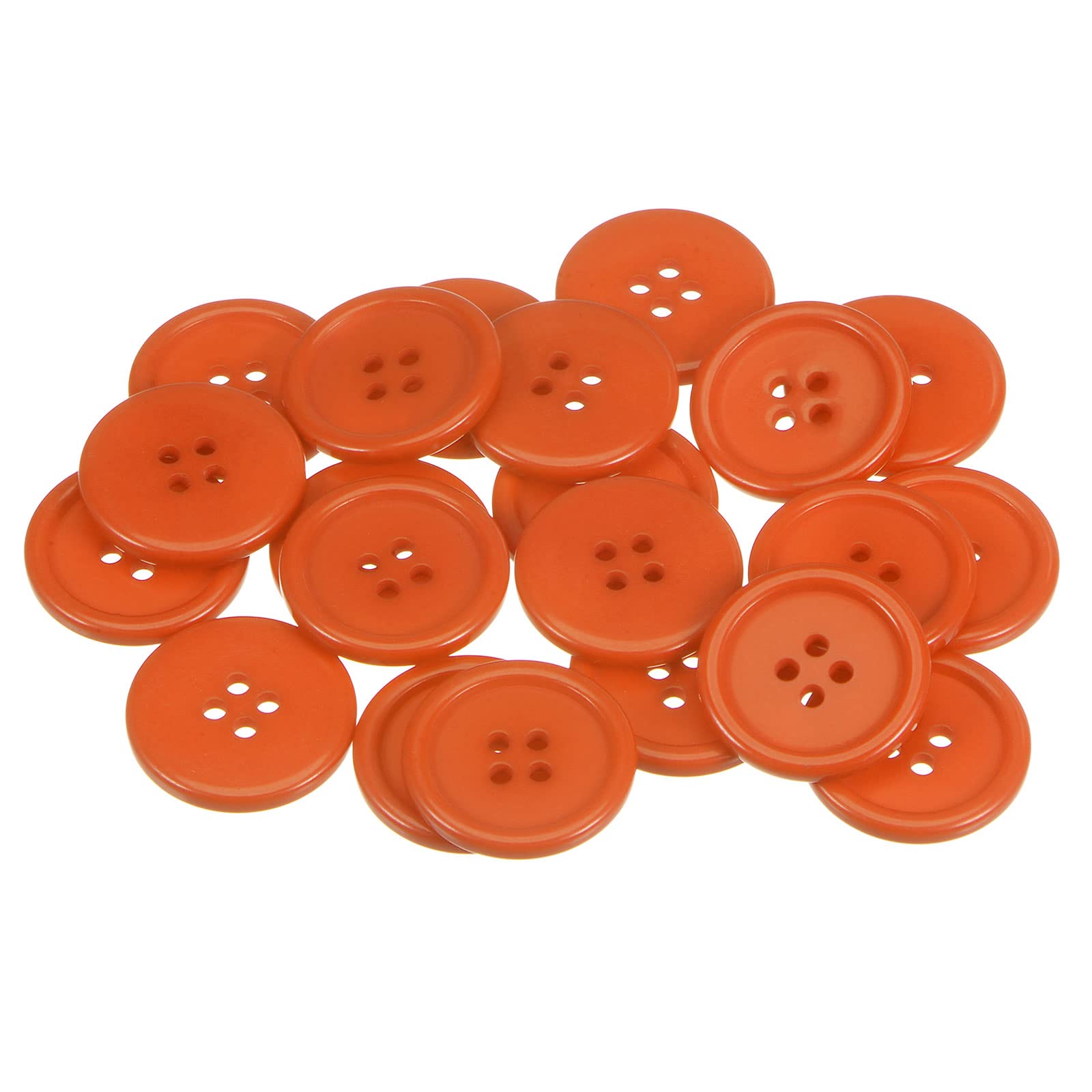 sourcing map 50pcs 40L Sewing Buttons 1"(25mm) Resin Round Flat 4-Hole Craft Buttons for Sewing Clothing and DIY, Orange
