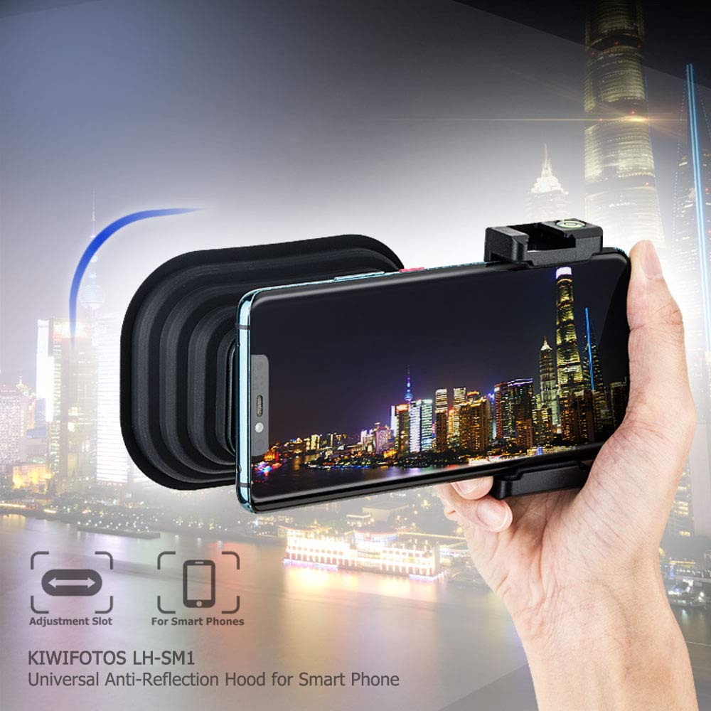 KIWIFOTOS Pare-Soleil Universel Anti-Reflet pour Appareil Photo avec Clip Amovible pour Téléphone Intelligent iPhone Android, Élimine Les Reflets et Les Reflets de la Fenêtre