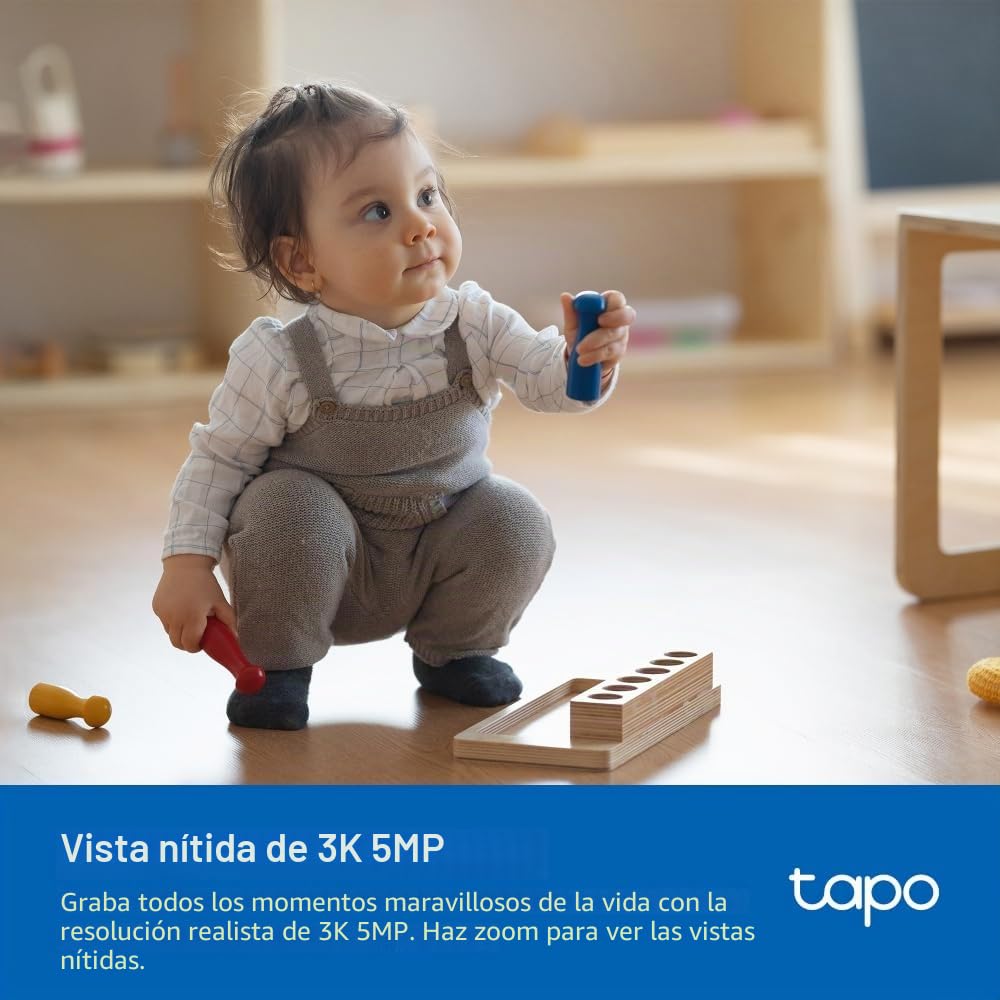 Tapo C232 - Cámara vigilancia WiFi Interior, 3K 5MP, 360°, Puerto Ethernet | Detección de Movimiento y Personas. Visión Nocturna. Alarma Luz y Sonido. Almacenamiento Local o Nube. App Tapo.