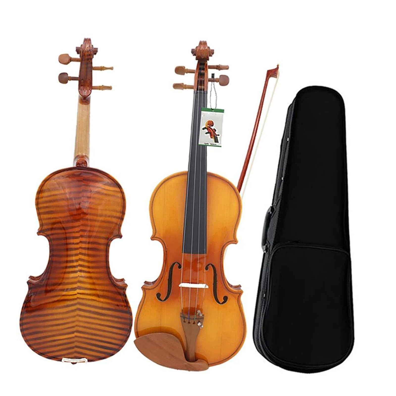 Violino Set Violino Professionale 4/4 3/4 1/2 Tiger Stripes Violino Acustico Luminoso Principiante Amante Della Musica Violino Con Custodia Arco(4/4)