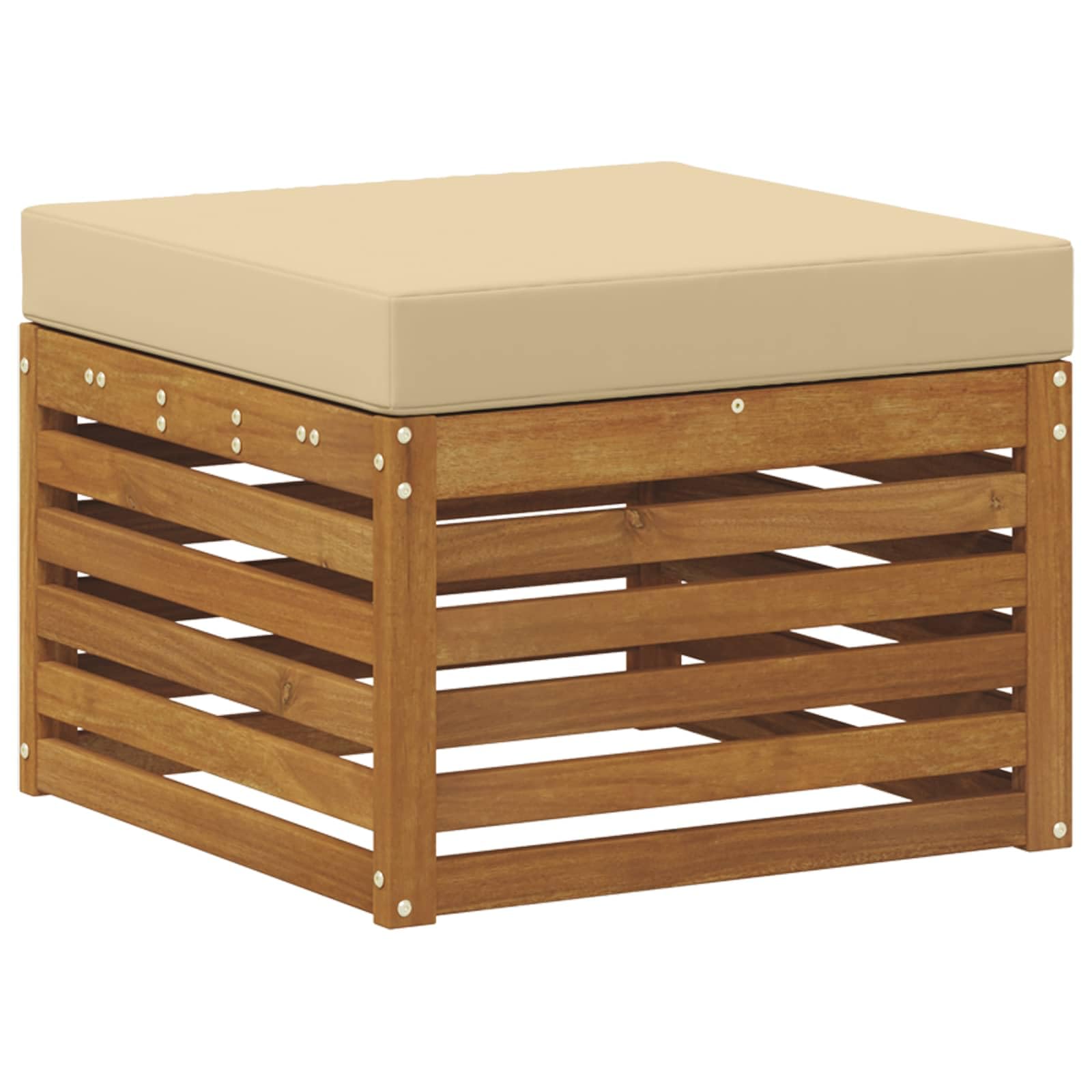 vidaXL Pouf d'Extérieur Bois d'Acacia Massif Naturel, Mobilier de Jardin Moderne, résistant aux intempéries, canapés élégants pour Balcon, Bois Solide et Flexible
