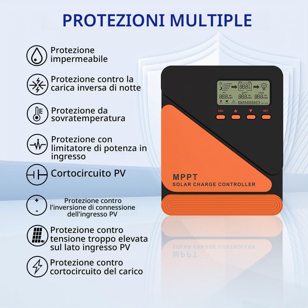 Y&H MPPT 40A Pannello solare regolatore di carica 12V 24V Auto Doppio USB Display LCD MAX 100V ingresso PV Per Batterie Al Piombo/LifePO4 Regolatore Intelligente Pannello Solare