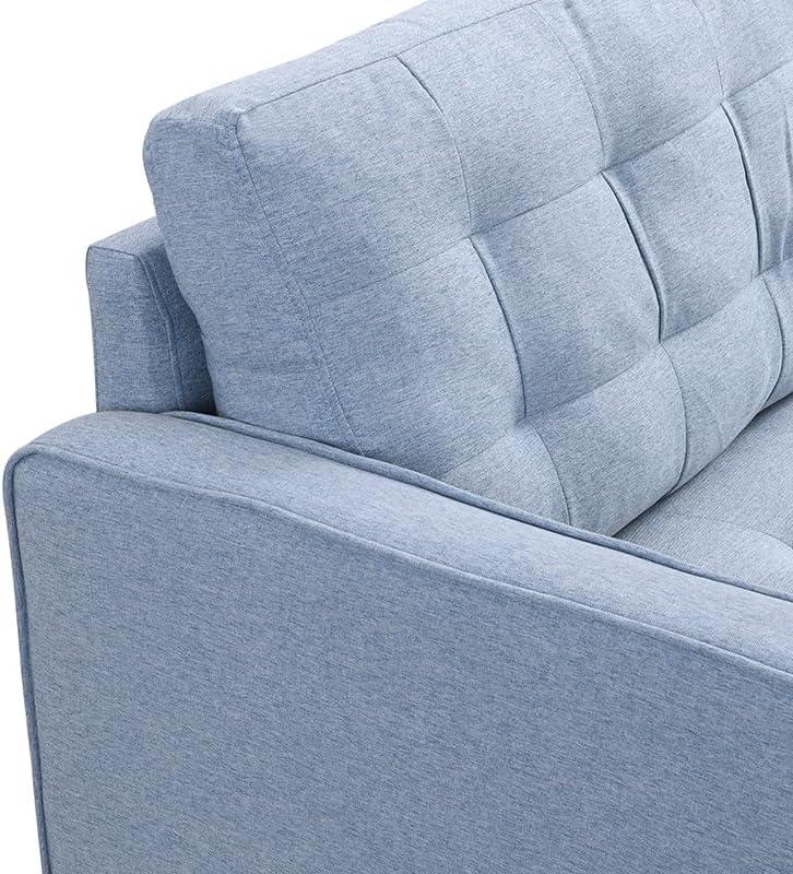 Miniatura 6 de Sofá moderno de mediados de siglo, tela de lino con botones de 74.8 pulgadas, tapizado, cómodo sofá de 3 plazas profundas, sofá biplaza para sala de