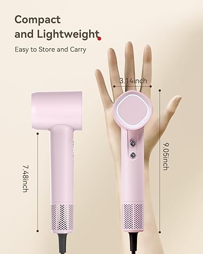 Miniatura 7 de Secador de pelo de 160000 rpm, motor sin escobillas y secador iónico negativo de control térmico para secado rápido de bajo ruido (55 dB) para todo