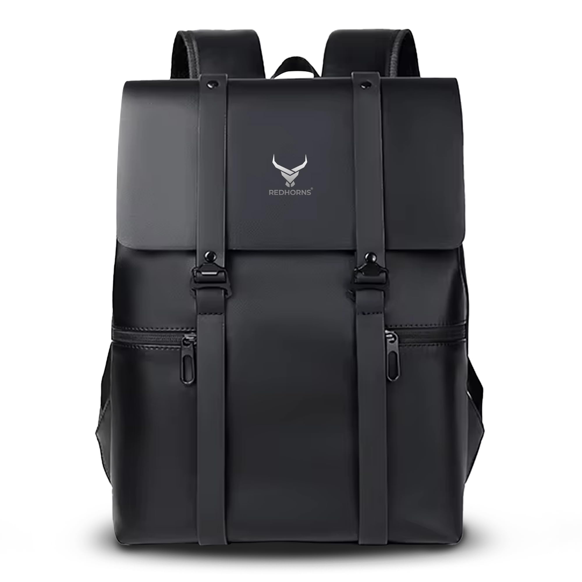 redhorns 25L Waterproof 15.6-inch Laptop Backpack for Men and Women, Unisex PU Leather Laptop Bag for Office, School, College, Business Bag with Multiple Compartments (Black)-picture-40
