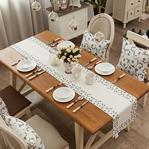 Chemin de table lin beige 33x200cm nappe cheminée buffet salon - 3