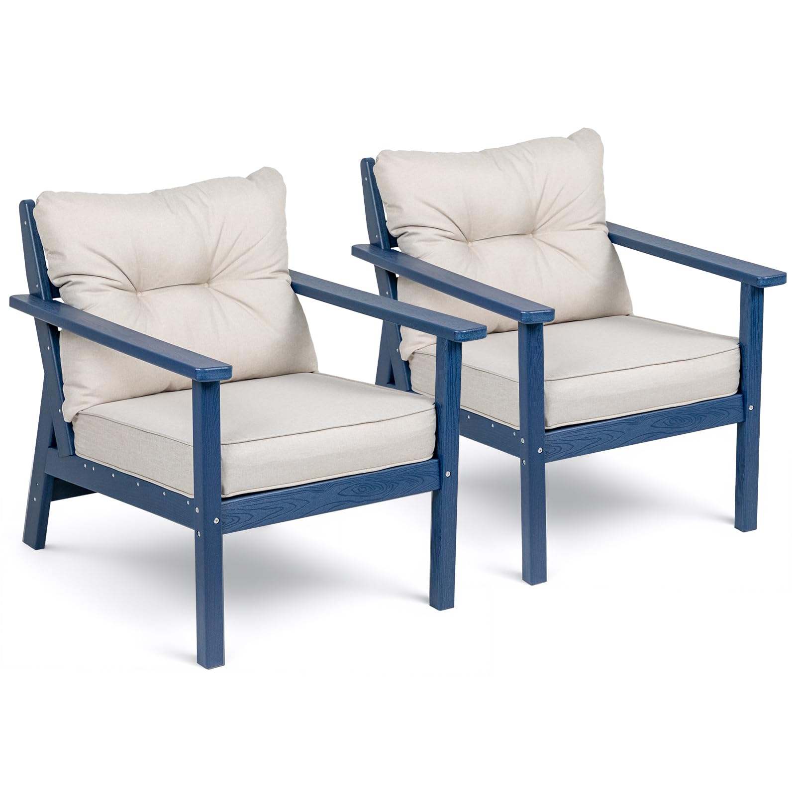2 Seat Chair Set, HDPE Patio Conversation Set, Outdoor Patio Furniture
