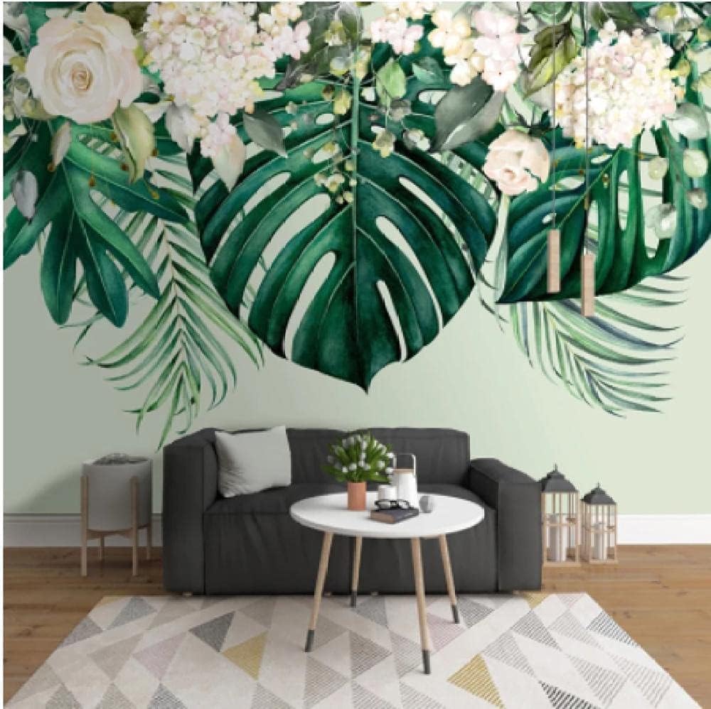 Décoration murale 3D fleurs et feuilles : fond d'écran TV premium 200x140