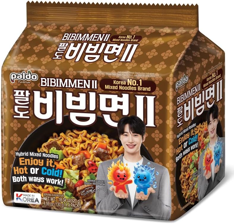 Paldo Bibimmen II - Korean Ramen Noodles - 8 Pack (130g x 8) | Mixed Noodles | Hybrid Mixed Noodles - Enjoy Hot or Cold | Instant Noodles | Made in Korea