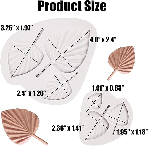 Miniatura 3 de Moldes bohemios de silicona para fondant, moldes de hojas de abanico 3D con forma de hoja de palmera, moldes de chocolate para cupcakes, decoración