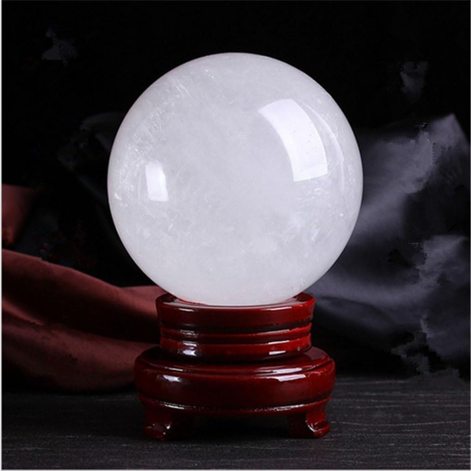 KCDFDVJFBM Large White Calcite Crystal Ball with Stand, Teller Mystical Quartz Sphere, Home Decoration Fengshui Balls Photography Props,18cm/7.1in