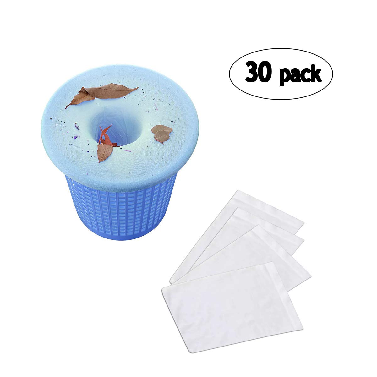 Intelligence 30 Pack Pool Skimmer Socks, Ultra Fine Mesh Filter Sock Net, Filters and Protection Devices fit Skimmer Basket for Above Ground Pool, Remove Leaves, Oil, Pollen (Style 1)