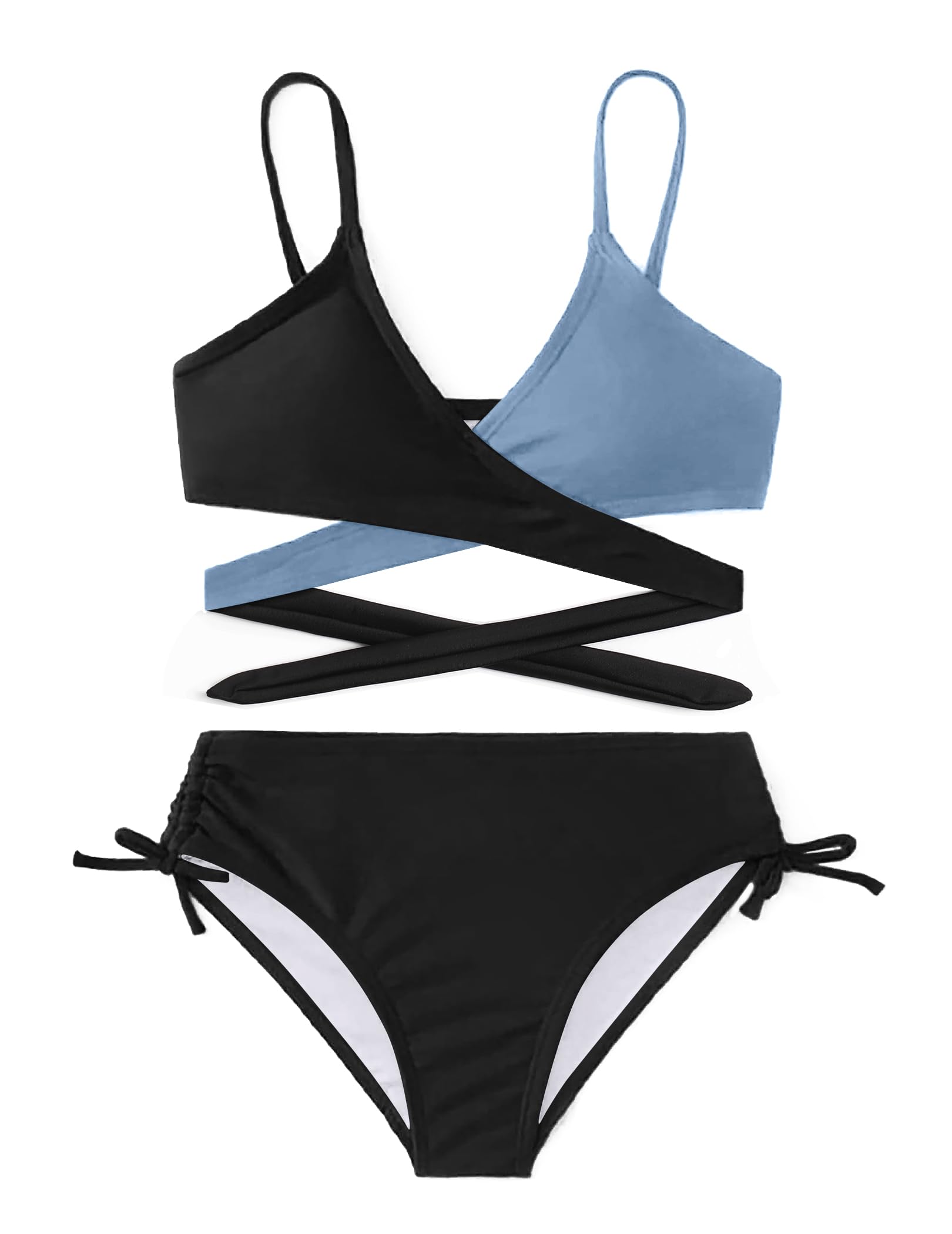 Arshiner Mädchen Badeanzüge Bikini Set Zweiteiliger Badeanzug Kinder Criss Cross Bustier & Bikinislip Triangle Bikini Schwimmanzug für Mädchen 6-14 Jahre