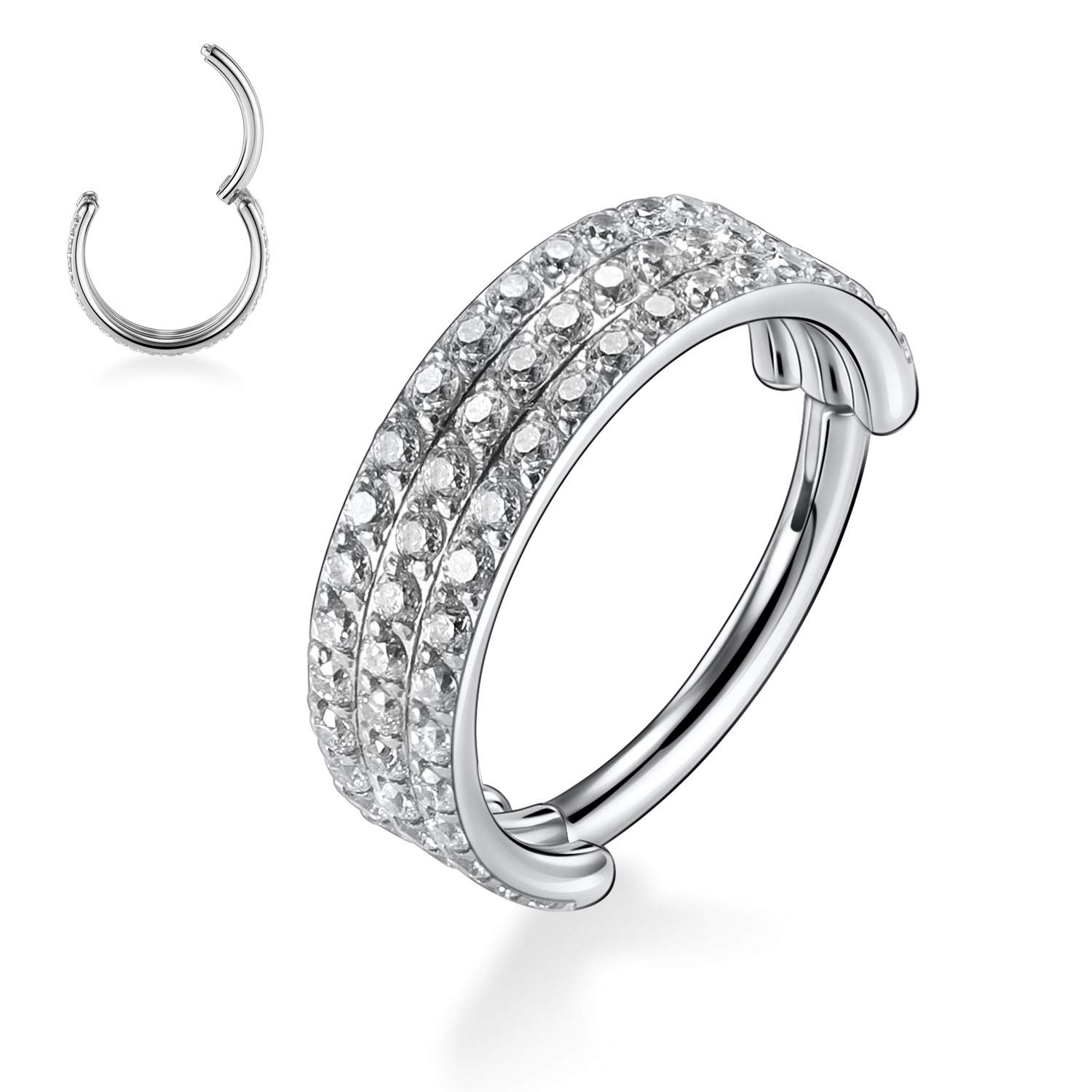 hengkaixuan Triple Double Nose Hoop Ring Sleeper Hoop Earring Helix Rook Conch Cartilage Daith Tragus Earrings Septum Ring Lobe Nose Piercing Jewellery for Women — view 25