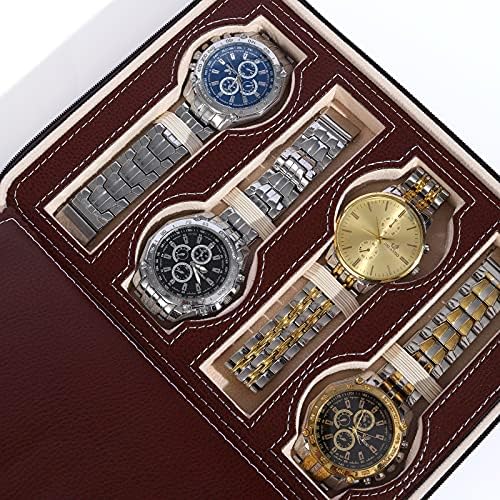 BOOVO PU Leather 8 Slot Watch Box Travel Portable Zipper Bag Men's Home Watch Storage Box 5 BOOVO PU Leather 8 Slot Watch Box Travel Portable Zipper Bag Men's Home Watch Storage Box
