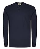 FR T Shirt Flame Resistant Shirt 5.5oz 100% Cotton Light Weight Workwear Men's Long Sleeve Henley Shirts