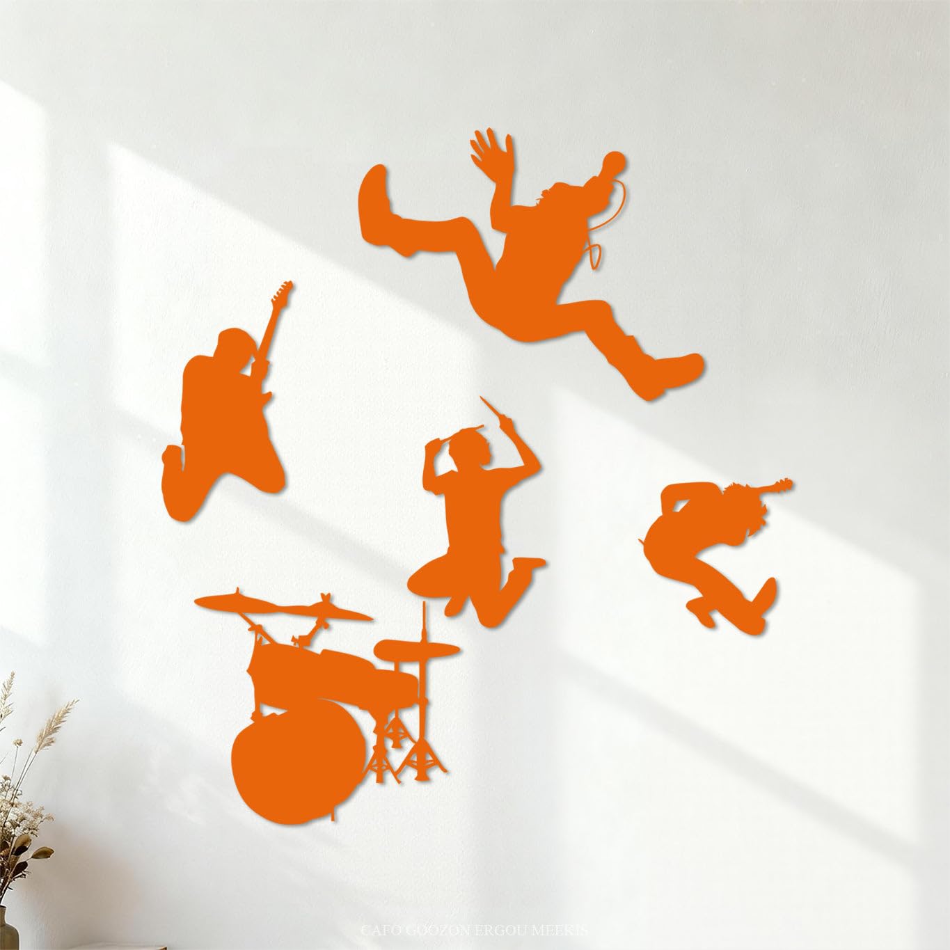 Fine Carving Stickers Music Band Jazz Rock Pop Musical Instrument 54x59.7cm Car Body Decoration Orange