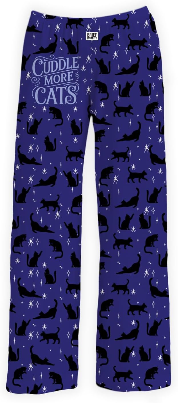 BRIEF INSANITY Cat & Dogs Design Soft Pajama Pants, Comfortable Lounge Pj Pants