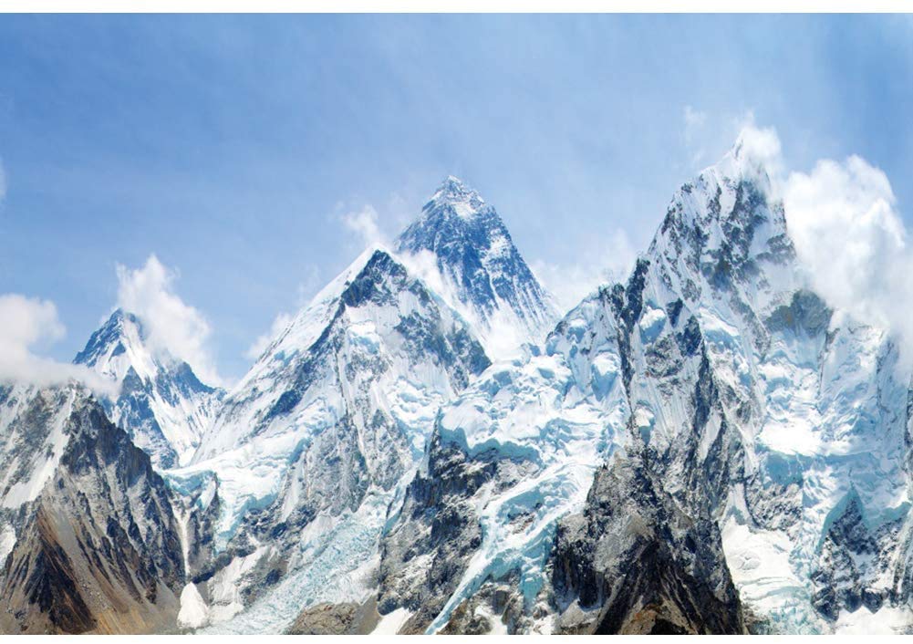 Dorcev 12x10ft Snow Mountain Scenery Backdrop - Cold Winter Snowy Mountain Outdoor Adventure Blue Sky Alpine Snow-Covered High Hill Peak Ski Nature