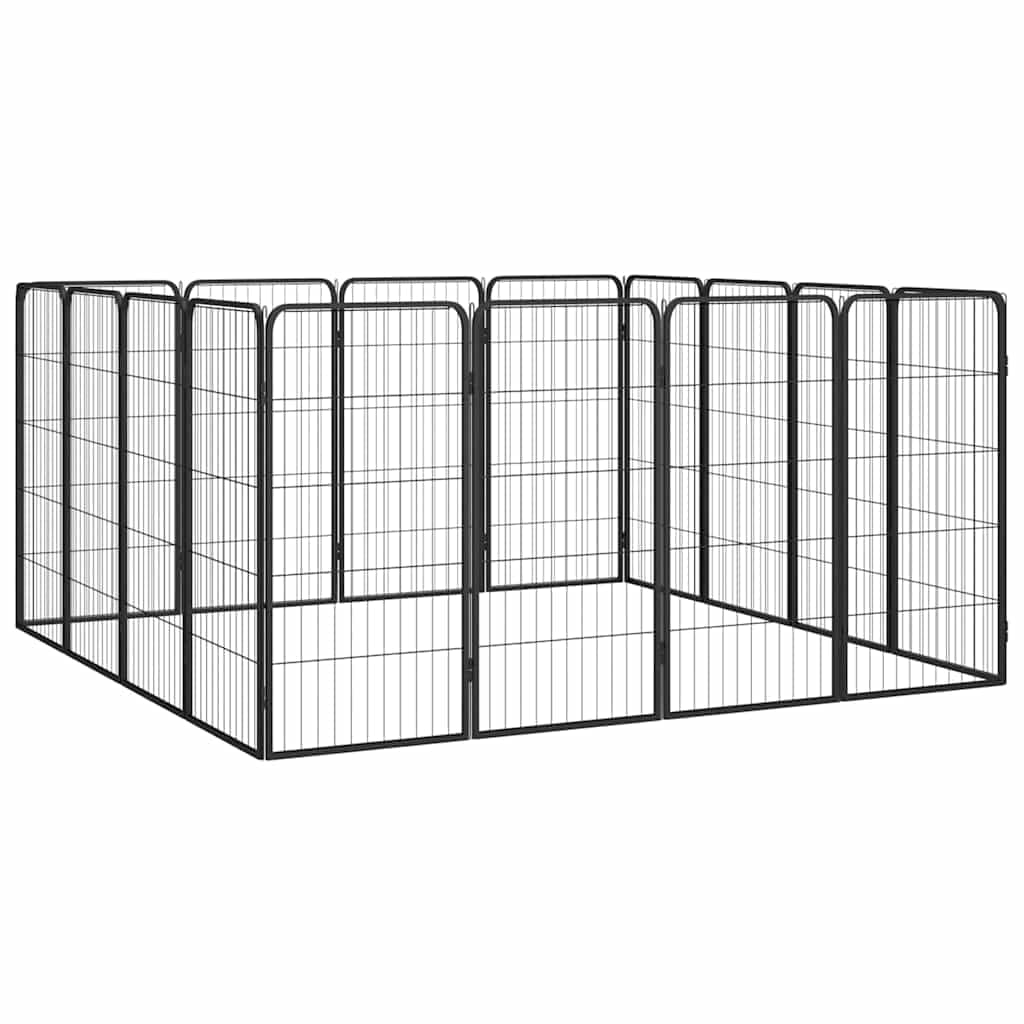 Pudełko dla psów, 16 paneli, czarny, 50 x 100 cm, stal lakierowana