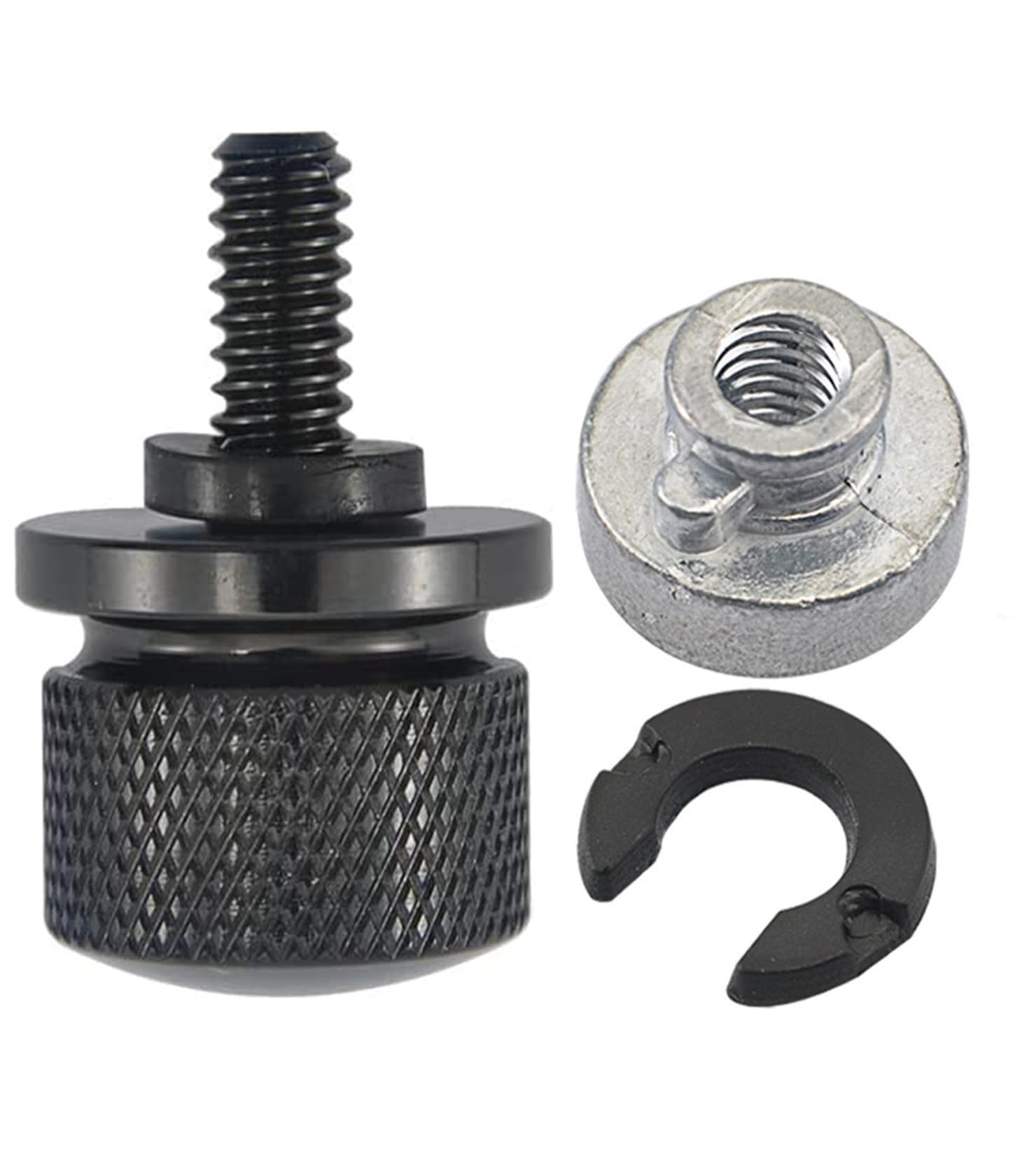 Accessori per moto for Harley Davidson - 2 set di viti per sedile in alluminio, con clip a C e vite zigrinata per un fissaggio sicuro del sedile della moto (nero)