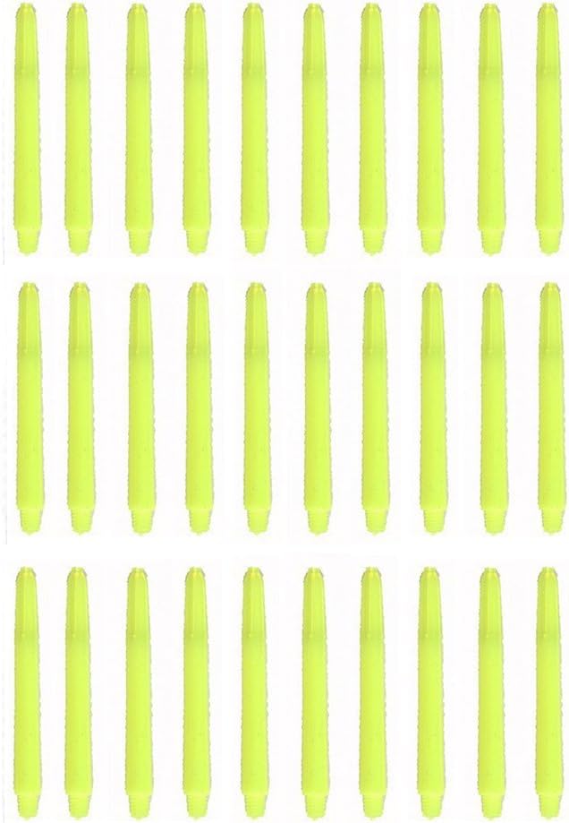 10 Sets of 3 (30 Pieces) 2ba Fluro Neon Yellow Nylon Dart shafts Medium Size 48 mm 2"