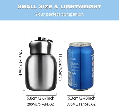 Miniatura 5 de Gets Mini botella de agua de acero inoxidable de 7 onzas, portátil, pequeña botella de agua aislada al vacío, a prueba de fugas, botella deportiva