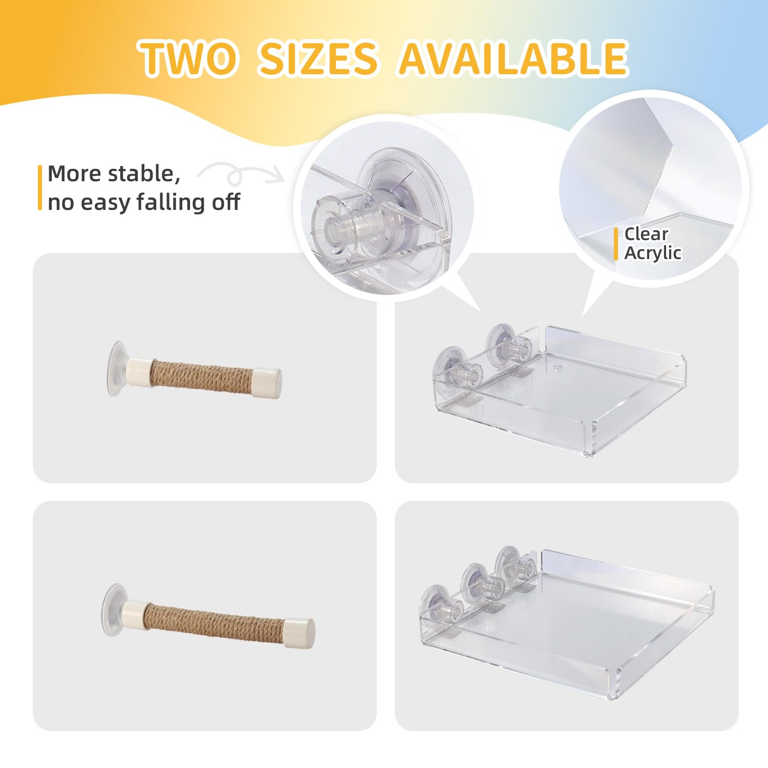 2-in-1 Bird Perch with Removable Tray | Suction Cup Bird Perch with Locking Guard & Feeder Tray | for Small and Medium Birds Like Parakeets, Cockatiels, Lovebirds, Conures(Clear,Medium) - image 3