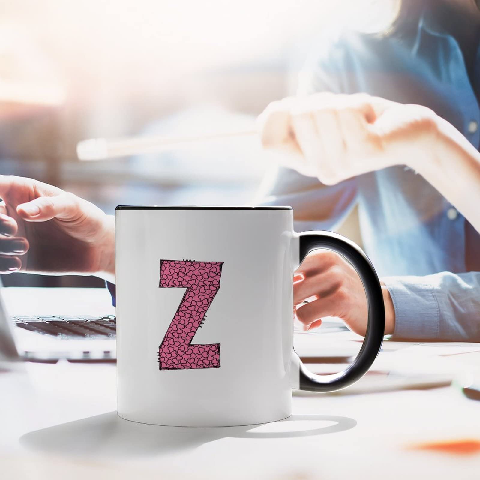Amazon.com: Autravelco Funny Mug Pink Heart Alphabet Letter Z