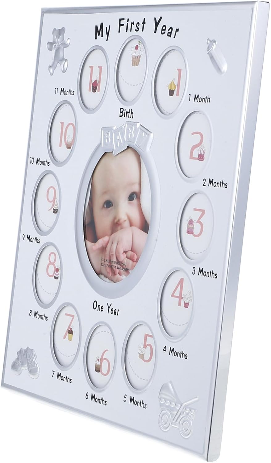 Baby First Year Photo Frame for Infant Growth Record 12 Months