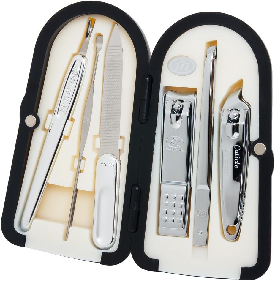 Three Seven (777 Travel Manicure Grooming Kit Nail Clipper Set (6 PCs, 4000XG), Made in Korea, Since 1975.
