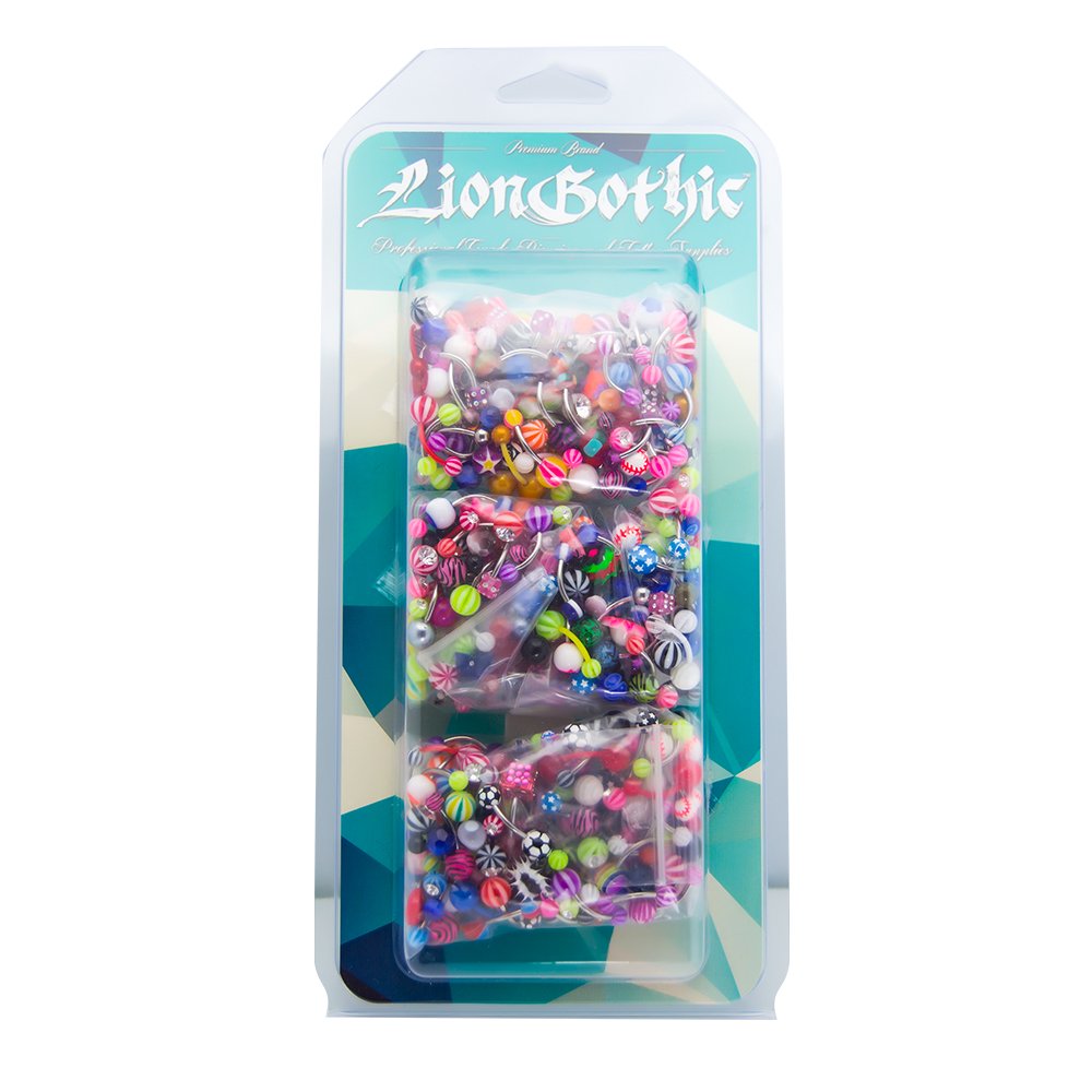 BodyJewelryOnline Erwachsenen 300 oder 500 Stück Bauchnabel Ring gebogenen Langhantel-MegaPack (300)