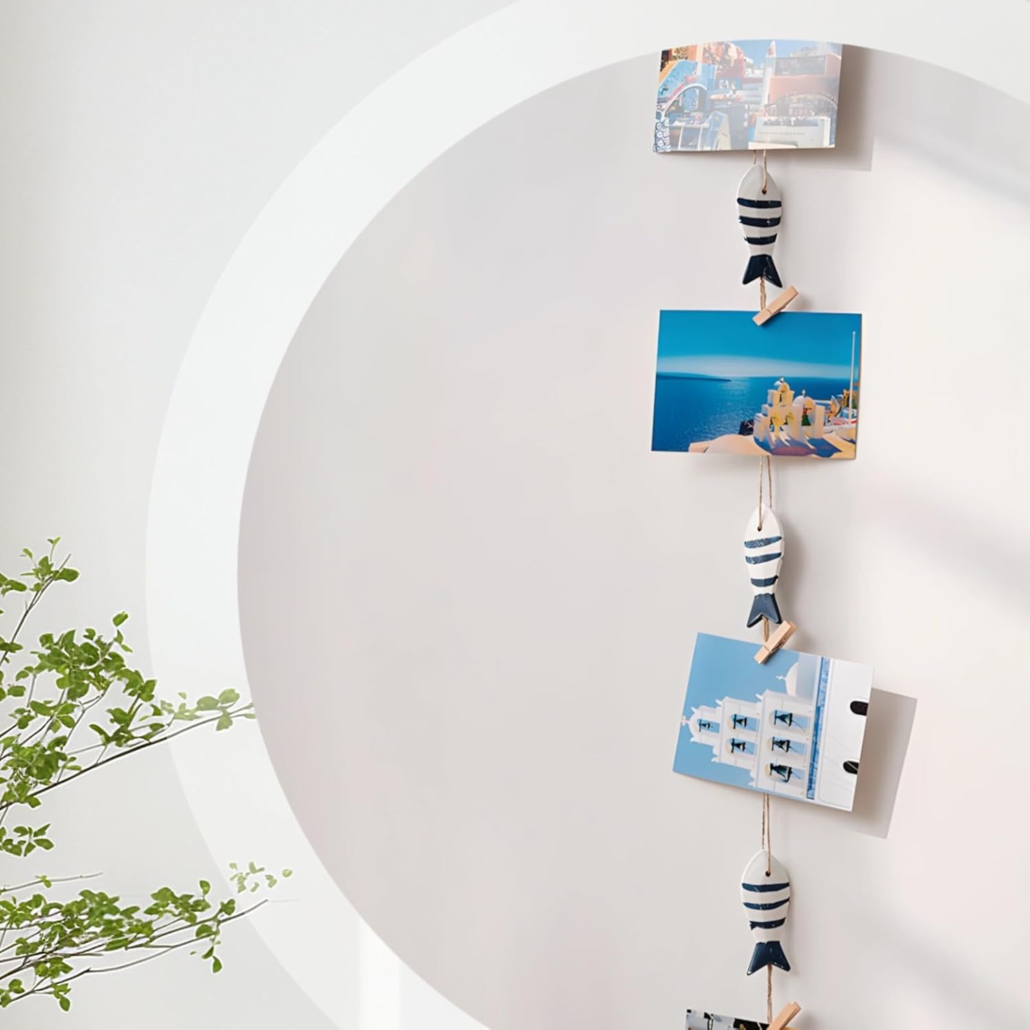 Generic Modern Minimalist Wall Photo Clips, 4 Pcs Two-Tone Striped Decorative Clips for Notes & Pictures, Ideal for Office & Home