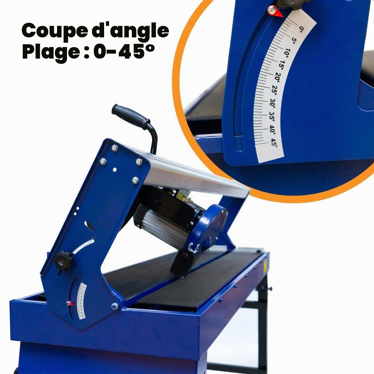 Scie à Carrelage sur Table de Sciage de 1200 mm Coupe Carreaux Électrique Moteur Robuste de 1400 W Angle de Coupe 0 à 45° Portable [2 x Lames de Recharge Diamantées & Guide Laser INCLUS]