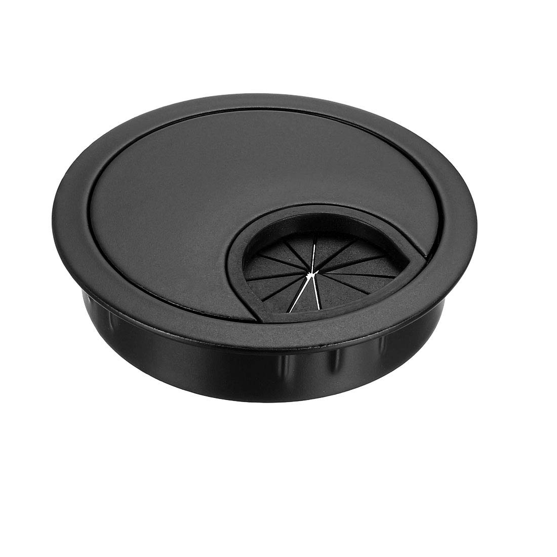 uxcell Cable Hole Cover, 2.1Inch/53mm Zinc Alloy Desk Wire Cord Cable Grommets Hole Cover for Office PC Desk Cable Cord Organizer, Black