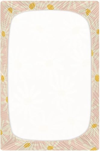 Miniatura 3 de Sábana bajera ajustable para cuna para niños y niñas con patrón de margaritas para colchones estándar de cuna y cama infantil acogedora suave y