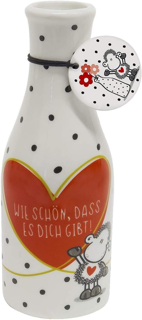 Sheepworld 46220 Kleine Vase Wie schön, DASS ES Dich gibt, mit Herz, Porzellan, Rot, weiß, Porcelain
