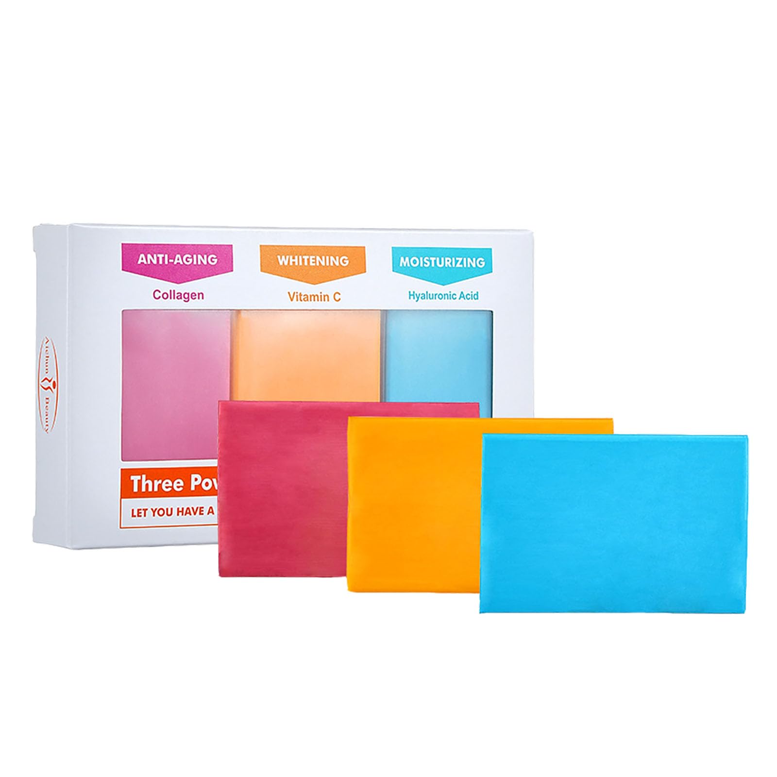 3PCS Soap Set - Natural Handmade Soap Set - Hyaluronic Acid Soap - Vitamin C Soap Bar - Collagen Bar Soap - Body & Face Soap Bar - Cleanse and Soften Skin, Anti-Aging, Moisturizing, Dark Spot Remove