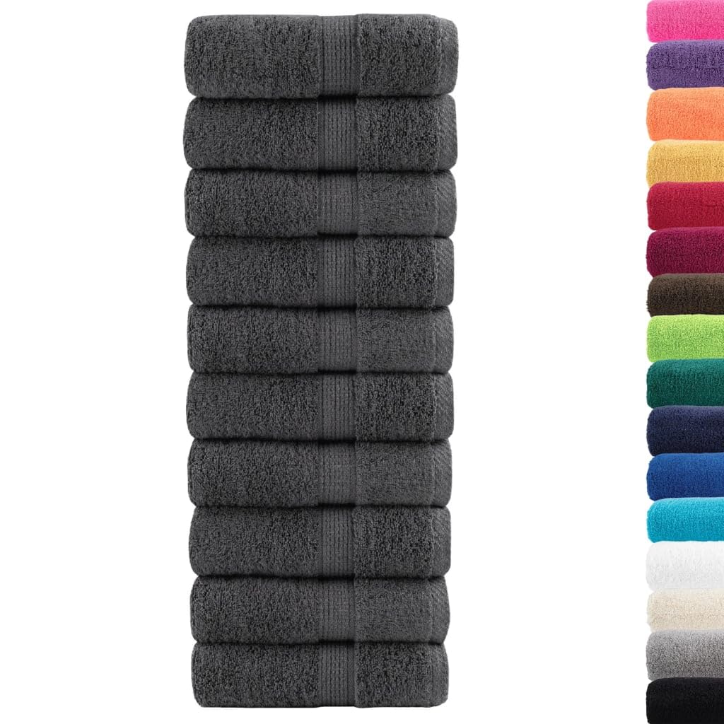 Lot de 10 gants de toilette Anthracite 30 x 30 cm Coton