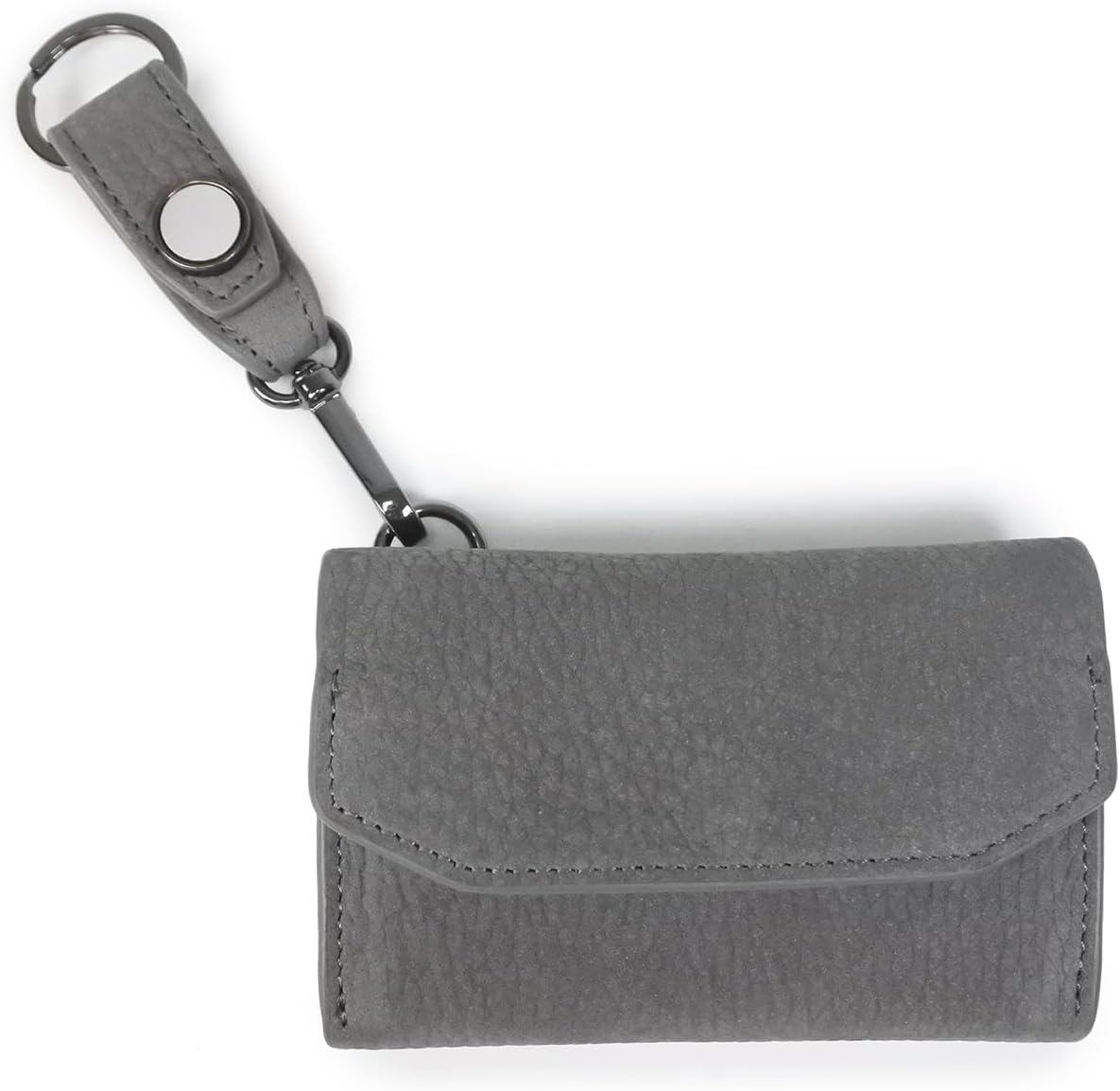 FOLK CARD Case, Genuine Leather, Nubuck Card Case, Business Card Holder, Compact, Large Capacity, Hook, Reflector Included, Men's, Women's, gray, One Size