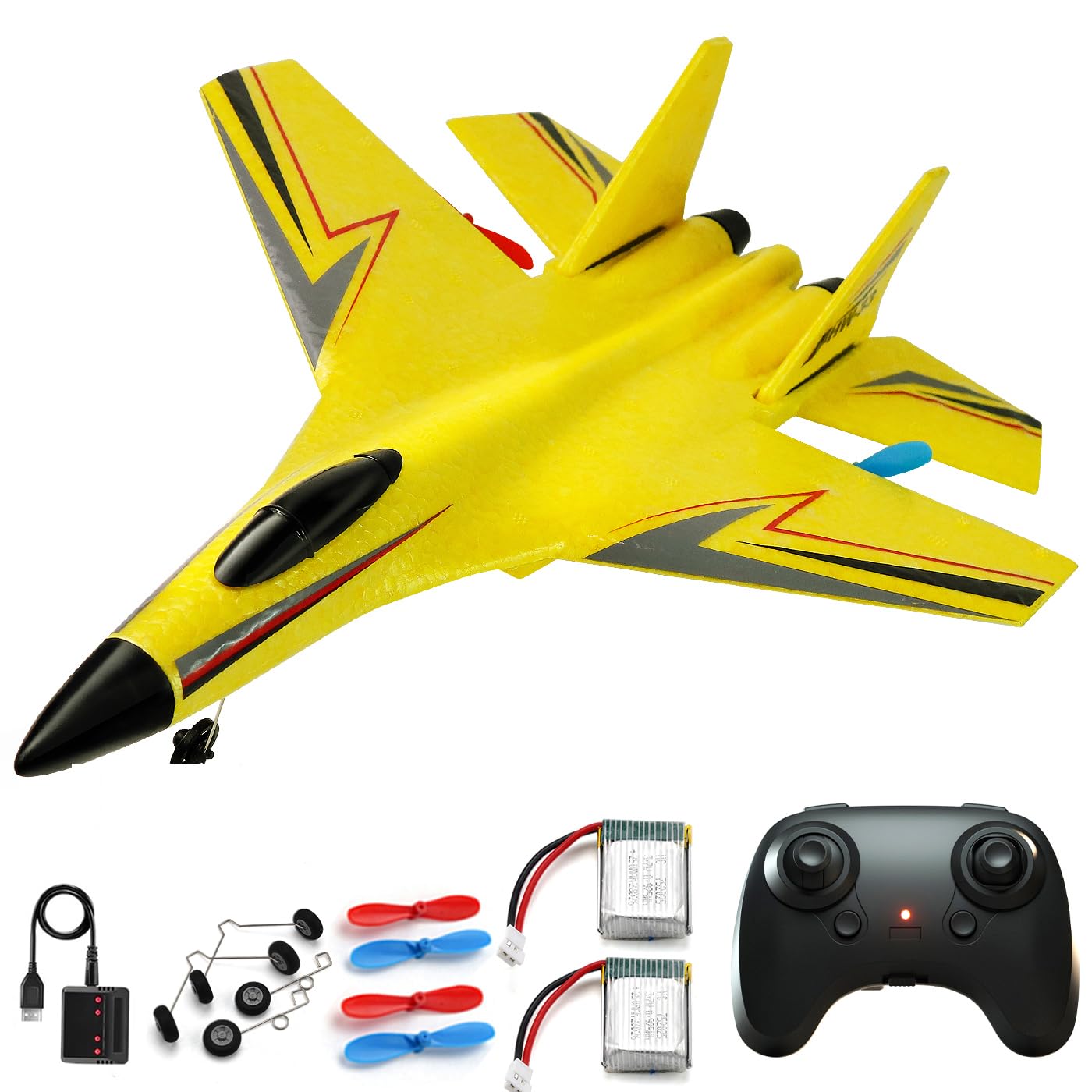 Remote Control Airplane for Teen, 2 Channels Foam RC Planes Jet Wireless Toy,Hobby RC Glider Aircraft for Beginners Teen Adult Yellow