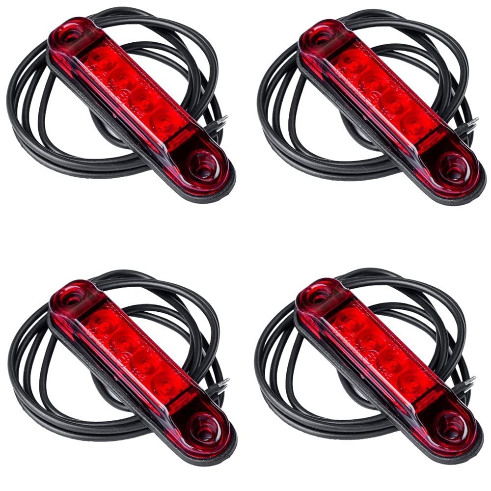 Kit de 4 Feux de gabarit LED LD 2329 Slim 12-24V IP68 E9 Position arrière Lampes avec câbles Montage Rapide Usage Routier pour remorque Camion Machine agricole Auto