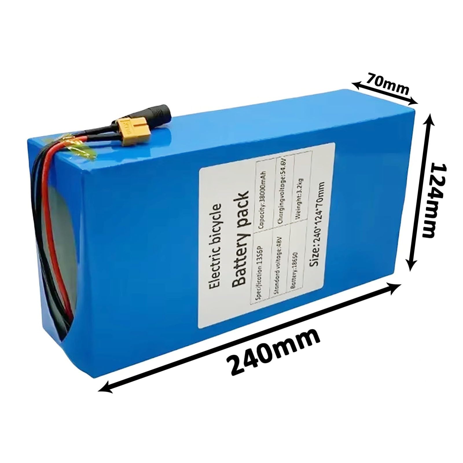 Batterie Lithium-ION Rechargeable 48 V 38 Ah pour Vélo Électrique 13S6P, avec Protection BMS