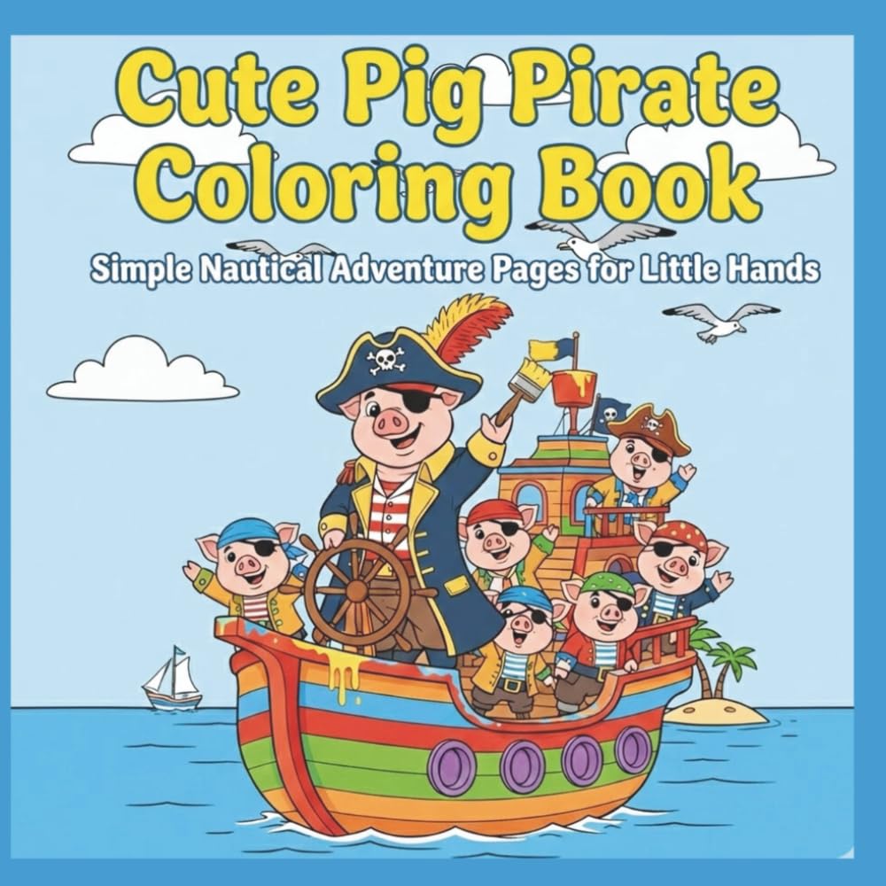 Cute Pig Pirate Coloring Book: Simple Nautical Adventure Pages for Little Hands