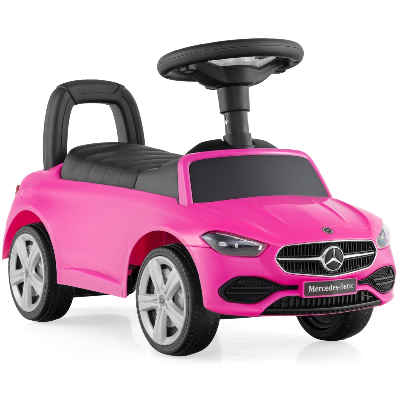GYMAX Toddler Ride on Car, Mercedes-Benz Licensed Kids Sit on Toy with Under Seat Storage, Horn and Engine Sound, Outdoor Indoor Foot to Floor Sliding Car for 12-36 Months Boys Girls (Pink)