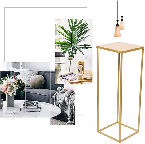 Miniatura 39 de LOYALHEARTDY Soporte de flores de boda dorado, soporte de columna de metal geométrico para boda, soporte de columna para exhibición de flores