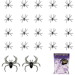 brown leaf Halloween Decoration Fake Spider Web 400 sqft With 20 Small Black Spider
