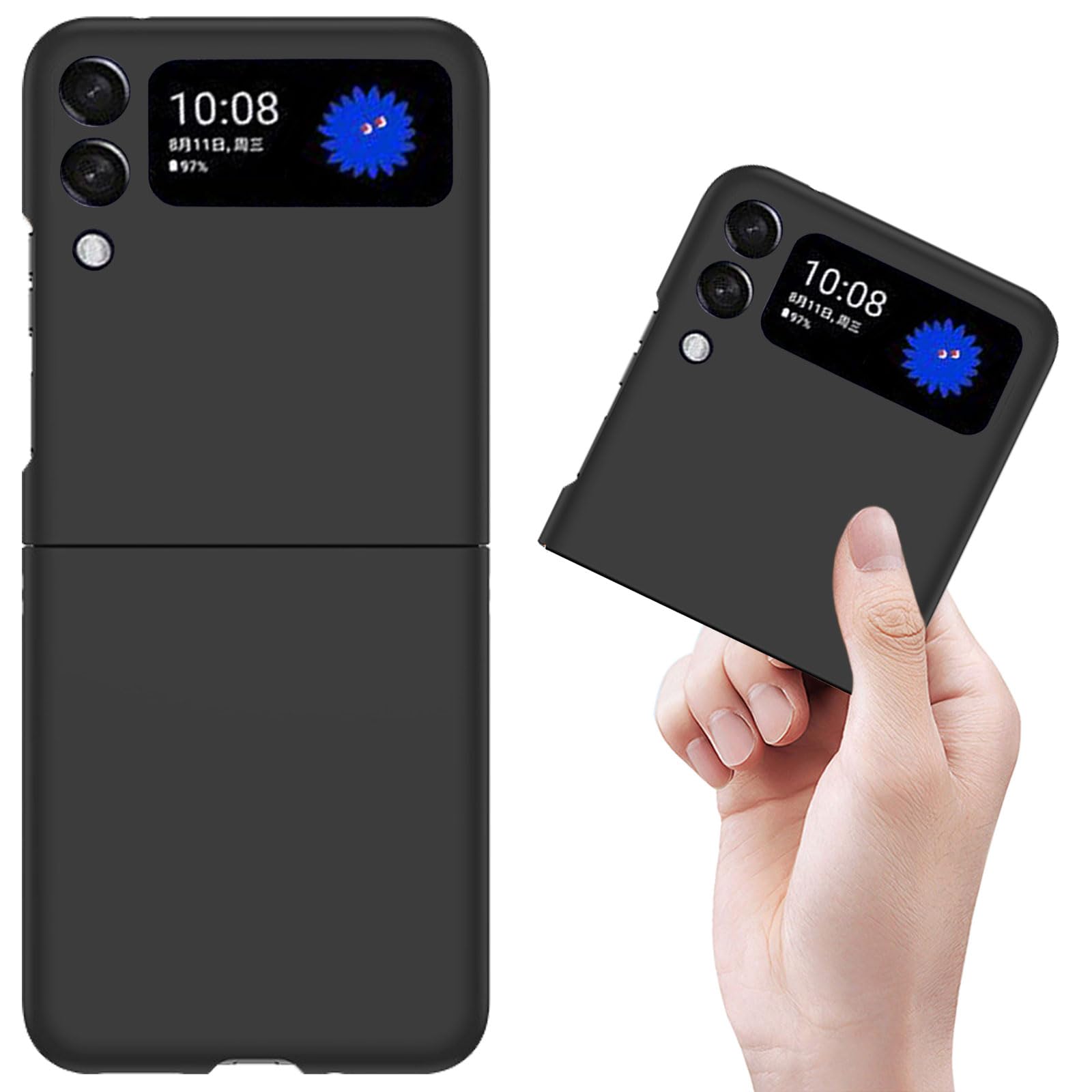 Compatible Galaxy Z Flip3 5G SC-54B SCG12 Case Thin Skin Feel Bumper Shockproof Galaxy Z Flip3 Smartphone Case Cover Hard Case Cute Mobile Cover Lightweight Fingerprint Prevention No Magnet